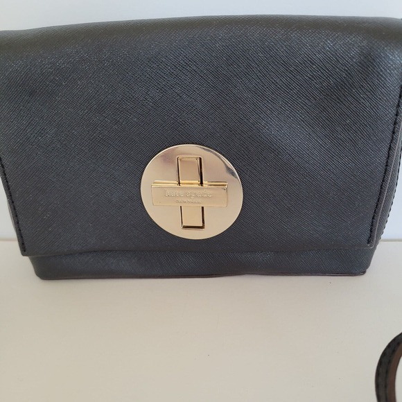 Kate Spade Newbury Lane Sally Crossbody Bag Black Saffiano Leather Turnlock Smal - Picture 4 of 9